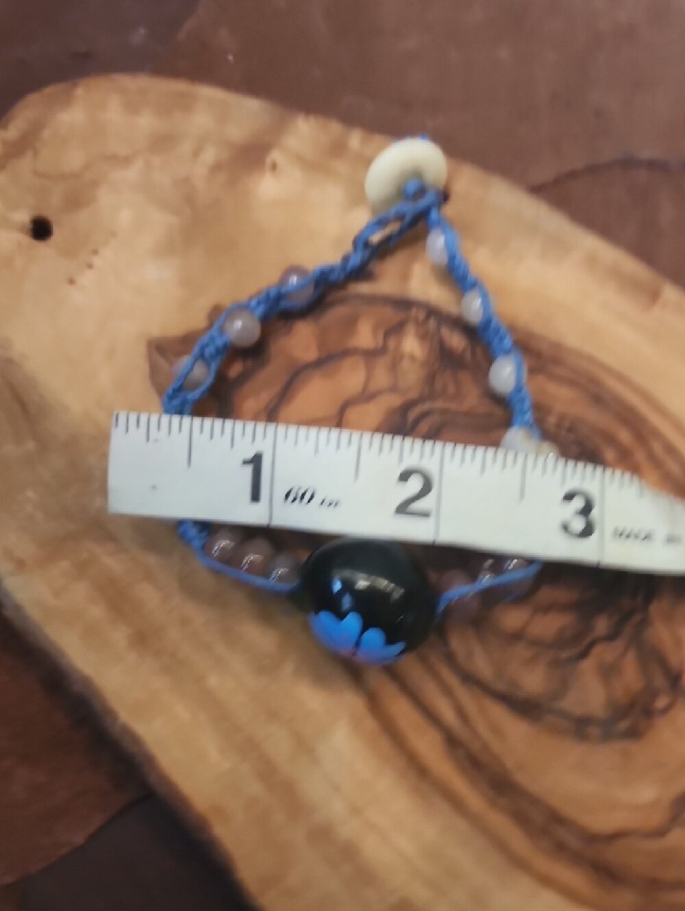(Set Of 3) Handmade Blue Flower Pendant Necklace, Bracelet, Anklet Set. - Picture 8 of 13